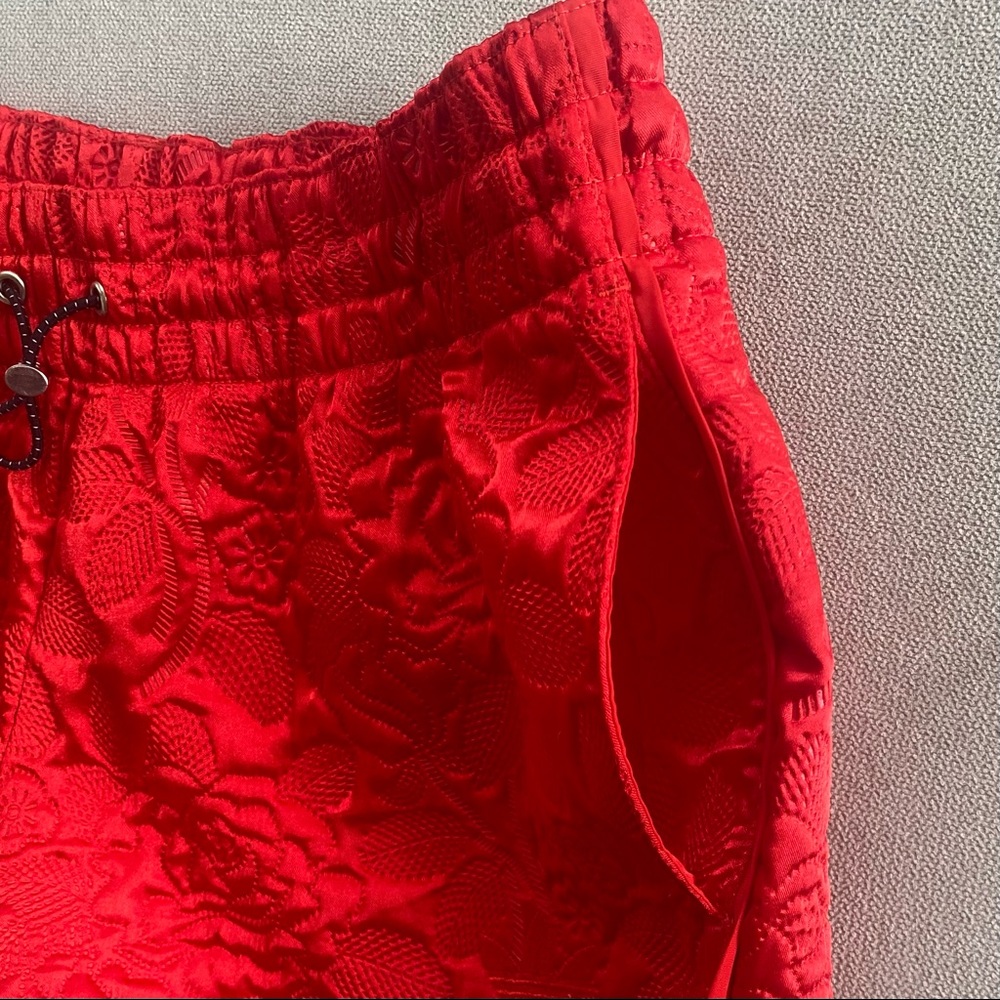NWOT Adidas Orginals Satin Quilted Red Rose Trefoil Logo Shorts, Sz Small, Rare - Picture 9 of 14
